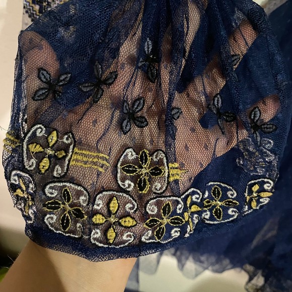 Free People Joyride Embroidered Sheer Mesh Long Sleeve Top M - Picture 6 of 8